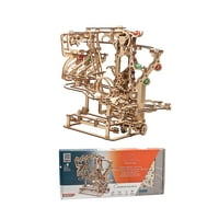 Mramorni trke - drveni 3D zagonetni komplet modela - stepenični dizalica sa 3 stepenastim mehanizmom za