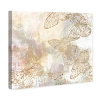 Wynwood Studio Životinje Zidno umjetnosti platnene ispise 'Butterfly Garden' insekti - zlato, bijelo