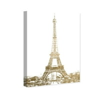 Wynwood Studio Architecture i zgrade Zidna umjetnost Platno printova 'Zlatne Eiffelove' evropske zgrade - zlato, bijelo