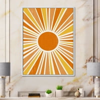 Designart 'Minimalne Svijetle Sjajne Narandžaste Sunčeve Zrake I' Moderni Uramljeni Platneni Zidni Umjetnički