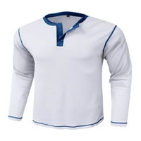 Colisha muškarci vrhovi Dugi rukav T-shirt Waffle Henley Shirts Casual jesen posada vrat bluza Bijela 2XL