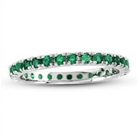 14k bijeli zlato Emerald Ruby Sapphire Eternity Band Ring