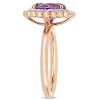 Miabella ženski 2-karatni Ovalni rez ametist karatni dijamant 14kt Rose Gold dvostruki Halo prsten
