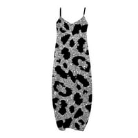 fartey ženske Plus Size Maxi sarafani leptir Print džepovi labave haljine za Tank špageti remen V vrat