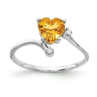 Primal Gold Karat srce od bijelog zlata citrin i dijamantski prsten
