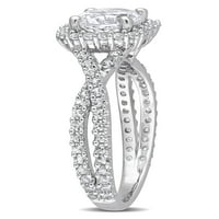 2- Carat t.g.w. Stvoreno bijeli safir Sterling Silver Halo Infinity Angažman prsten