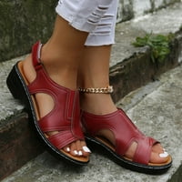 ECQKAME Ljetne dame Papuče Ležerne ženske cipele Rimske ribe Ležerne prilike Sandale Sandale Crvene klirence