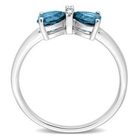 Miabella Women's 1- Carat T.G.W. London Blue Topaz i Diamond Accent 10kt bijeli zlatni dizajn dizajna i prstenasti set