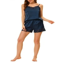 Unique Bargains ženski satenski donji veš čipkasti Trim Cami Tops šorc pidžame Setovi odjeće za spavanje