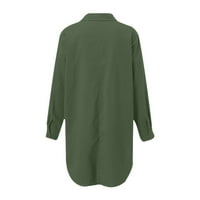 Bluze s dugim rukavima za ženska majica s dugim rukavima O-izrez Jesenski gumb Cardigan Tops bluza Army Green XXL