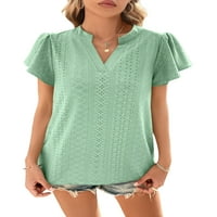 Glonme majica za žene V vrat ljetni vrhovi izdubite majicu za odmor Casual pulover prozračni kratki rukav