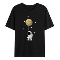Muška svemirska Planeta majica s printom okruglog vrata Pulover s kratkim rukavima majica s kratkim rukavima Crna XL klirens