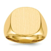 Pravo 10kt žuto zlato 16,0 x zatvoreni stražnji muški pečatni prsten Veličina: 10; za odrasle i tinejdžere;