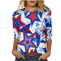 Ženska američka zastava 4. jula majice Patriotska USA tunika ljetna bluza vrhovi Retro nezavisnost Print labavi vrhovi Crewneck rukav bijeli s