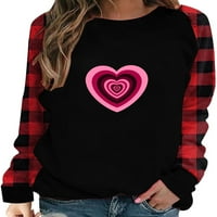 Glonme T Shirt za žene posada vrat T-shirt srce Print Tops rad labave pulover prošivena Dugi rukav tunika