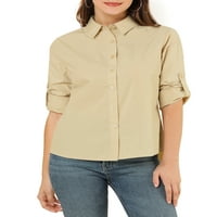 Jedinstvena ponuda Žensko dugme Down Roll-up majica s dugim rukavima
