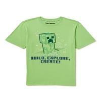 MINECRAFT Boys Build Explore Stvaranje grafičke majice, veličine 4-18