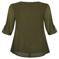 Abtel Women Tunic bluza dugih rukava šifon na vrhu majica Ladies Loase Work Majica Vojska zelena s