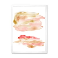 Designart 'Abstract Clouds Set with Pink Gold bež and Red' modern Framed Art Print