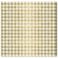 Wynwood Studio Abstract Wall Art Canvas Prints' Golden Houndstooth ' Patterns-Gold, White