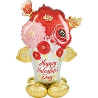 Sretan Dan zaljubljenih satensko obojeno cvijeće Airloonz folija Mylar Balloon - zabava za potrebu za