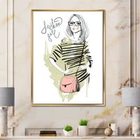 Designart 'Trendy Fashion Woman' Shabby Chic Uokvireni Platneni Zidni Umjetnički Print