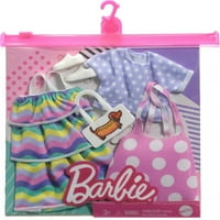 Barbie Fashion s prugastom haljinom, skakačem od polka-dot, torbica i tenisice za lutke