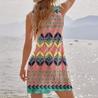 Ljetne haljine za žene ženske ljetne Casual Crewneck bez rukava labava suknja na plaži modni Retro etnički