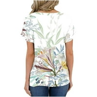 Ženske ljetne V rect T-majice modna cvjetna ispis bluza s kratkim rukavima casual labavi fit osnovne vrhove
