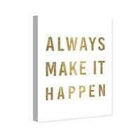 Tipografija i Citati Runway Avenue Wall Art platnene grafike 'Make it Happen Gold Metallic' Inspirativni