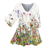 Majice za baycosin za žene labave fit 's kauzalne cvjetne tiskane majice Fall Plus veličine V-izrez