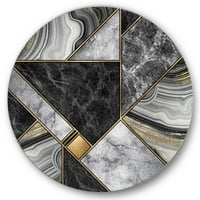 Designart 'Dodiri zlata sa Mramornim granitnim Ahatom' moderni krug metalni zid Art-disk od 11