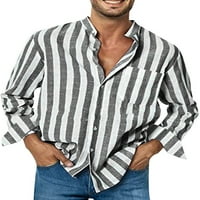 Beiwei Men Casual Striped Ljetne košulje Dugme s dugim rukavima dolje na vrhu Mens Jednoj grudi Daily