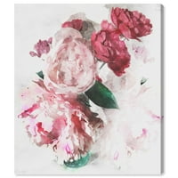 Wynwood Studio cvjetni i botanički zidni umjetnički platneni Print' božur vaza ' Florals - ružičasta, bijela