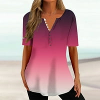 Sawvnm Plus Size ženske ljetne vrhove v majice za vrat štampane vrhove dugme labave Casual majice vruće
