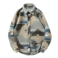 Odeerbi Casual Outwear jakne za muškarce Trendy Outdoor proljeće i jesen vanjski etnički geometrijski print Jacket siva