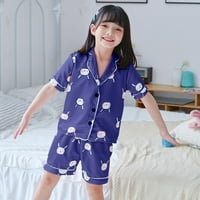 fvwitlyh djevojke pidžama Toddler pidžama djevojke djeca mali dječak djevojke odjeća povremeni crtani printovi kratki rukavi gornji struk šorc Odjeća 4t
