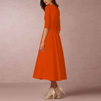Clearsance Ljetne haljine za ženska dužina lakta A-line srednje dužine modne haljine na naranče s
