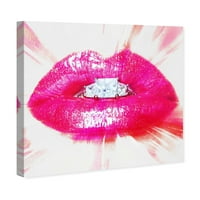 Wynwood Studio Fashion and Glam Wall Art Canvas Prints 'Diamonds and Kisses' Lips-Pink, White