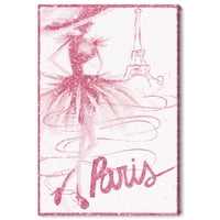 Wynwood Studio Canvas Pink Paris Glitter Moda i Glam haljina zid Art platno Print Pink metalik Pink 24x36