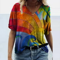 Bicoasu ženski vrhovi ženski okrugli vrat kratki rukav ležerne majice na vrhu tiskane ljetne majice za