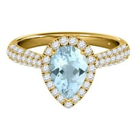 Mauli dragulji za žene 1. Karatni dijamant i kruška u obliku kruške u obliku kruške 4-prong 10k žuto zlato