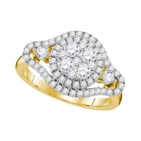 10kt žutog zlata ženski okrugli dijamant klaster Halo vjenčani vjenčani zaručnički prsten 1-Cttw