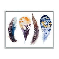 PROIZVODNJAK Šareni boho perje set na bijelom viii boemijski i eklektični uokvireni platneni zidni otisak