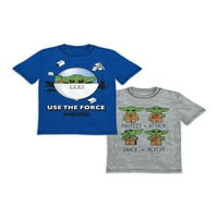 Star Wars Boys Baby Yoda Force Snag & Moods Grafičke majice 2-pakovanje, Veličine 4-18