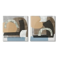 Stupell Industries Sažetak Oblik Kolaž Modern Brown Sive Plava, 24, Dizajn Melissa Wang