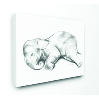 Stupell Industries Slatka slona za bebe Neutralno sivo crtanje dizajn platna Zidna umjetnost Daphne Polselli