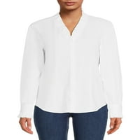 Blu White Blu ženska naborana dugmad-prednja košulja