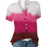 Ženski Vrhovi Kratki Rukavi Grafički Printovi Bluza Povremene Ženske Košulje Henley Moda Hot Pink L