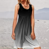 Scyoekwg Midi haljine za žene Party Dress labave koktel haljine Crewneck Holiday Dress Dress Summer Dress Gradient Print Black XL